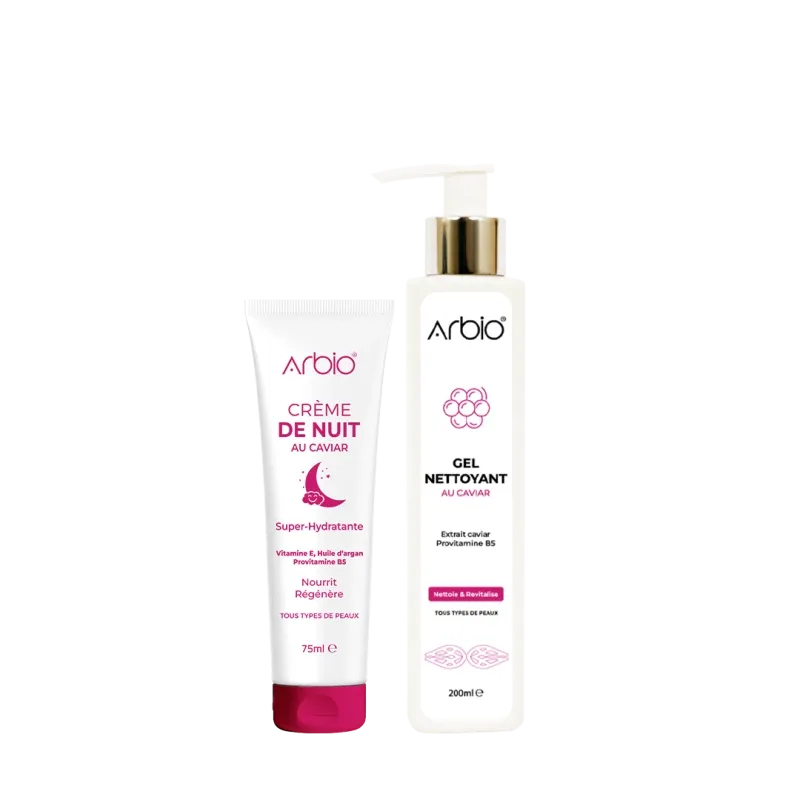 CRÈME DE NUIT AU CAVIAR (HYDRATANTE) 75ml + GEL NETTOYANT AU CAVIAR