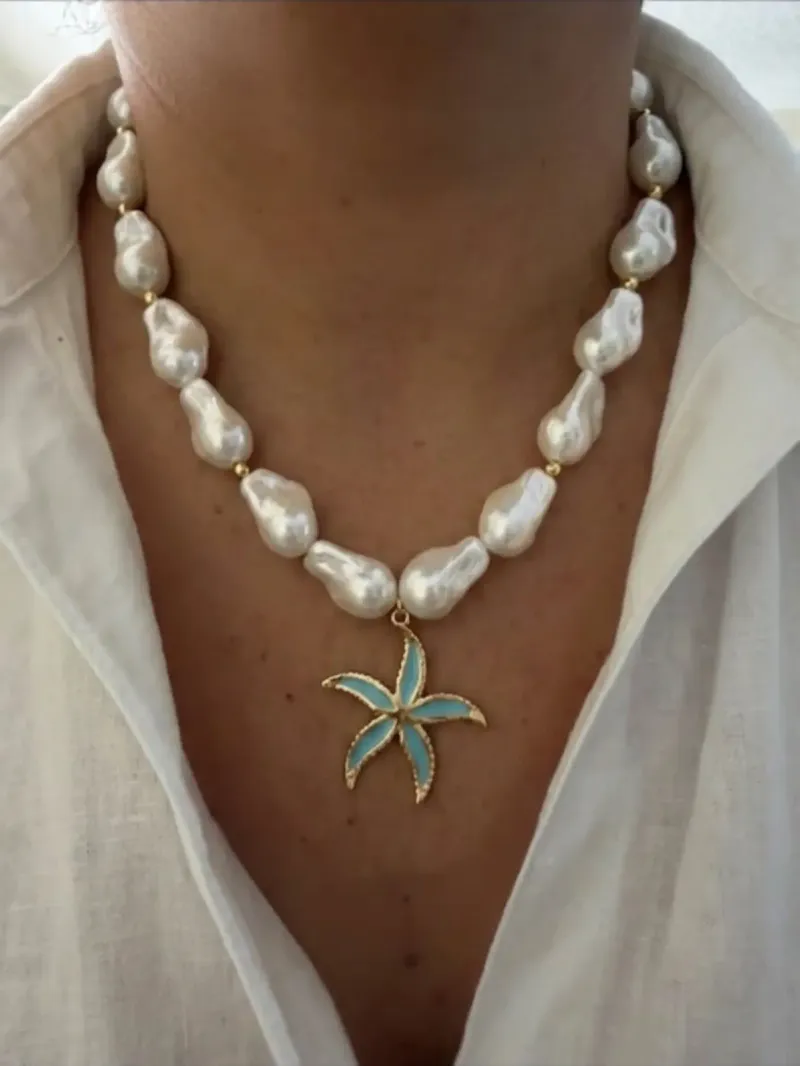 🤍🐚 Lagoon Star Necklace: Stainless Steel