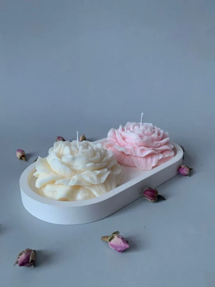 Pack 2 bougie fleur joury avec un plateaux gratuit