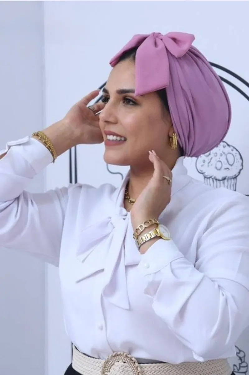 Turban en coton avec papillon chiffon démontable 😍