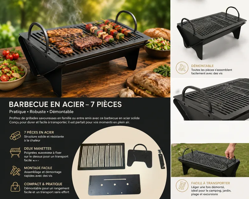 Barbecue démontable en acier