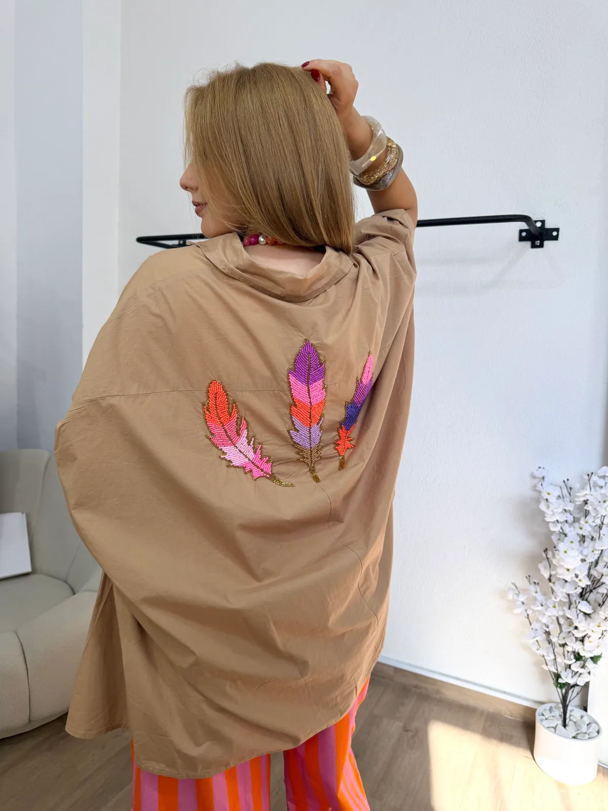 Chemise Plumes Bohème