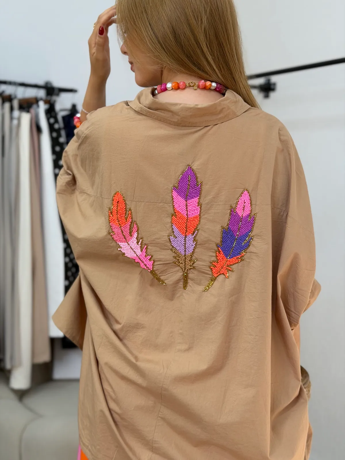 Chemise Plumes Bohème
