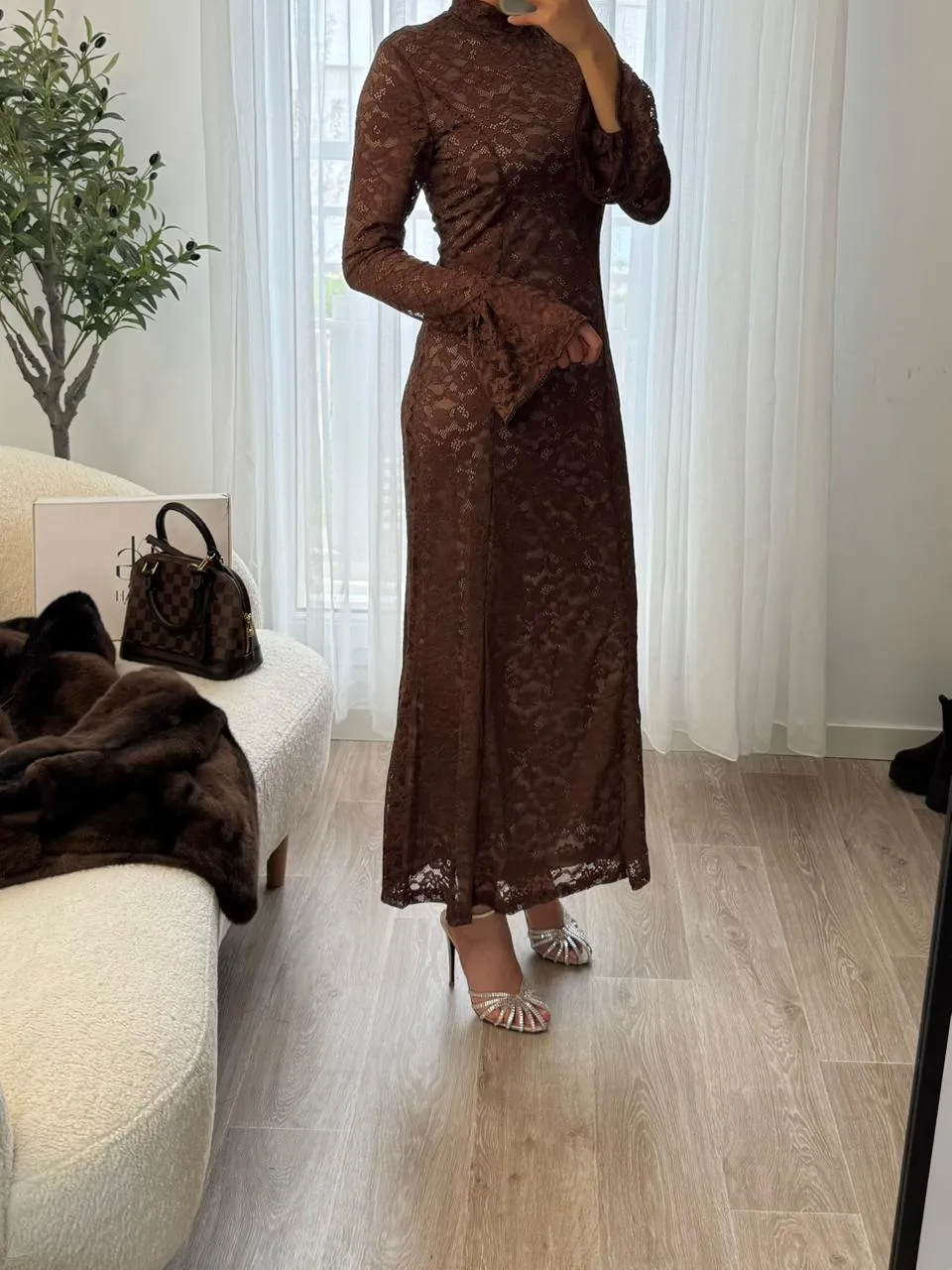 Robe Dentelle Marron