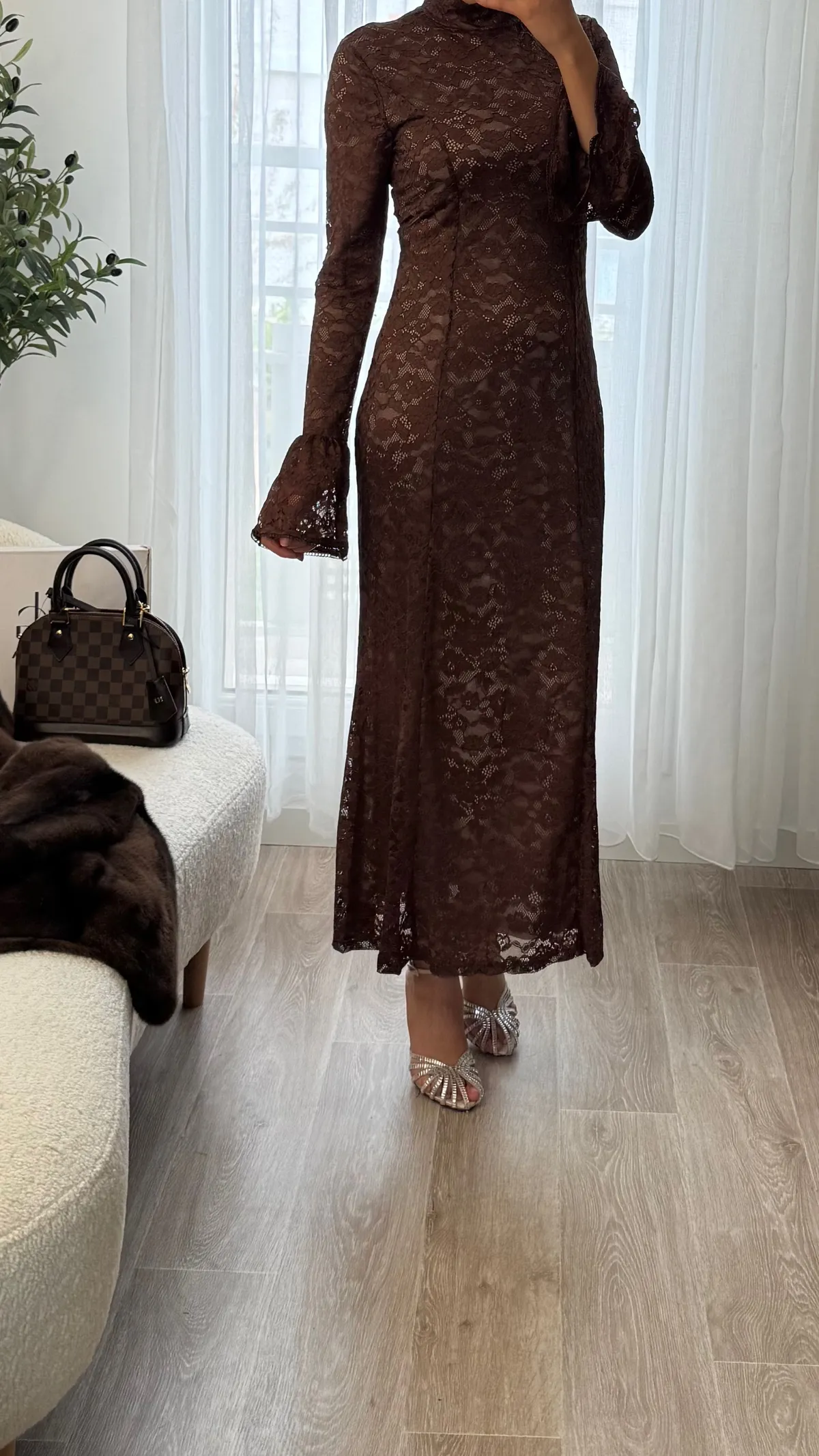 Robe Dentelle Marron