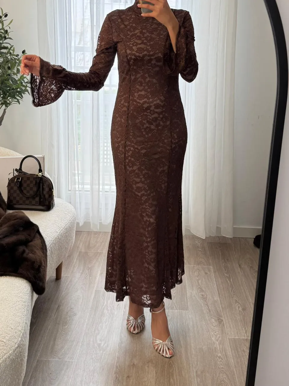 Robe Dentelle Marron