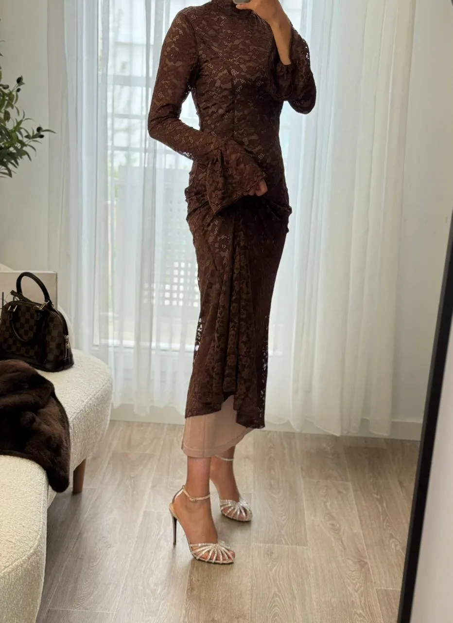 Robe Dentelle Marron