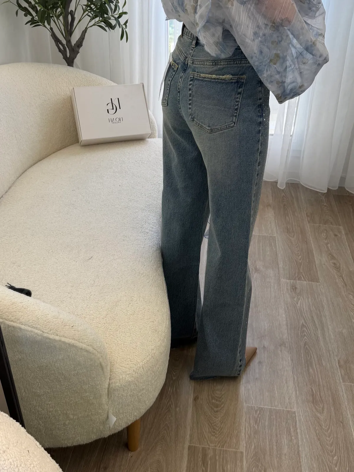 Jean Wide Leg Strass