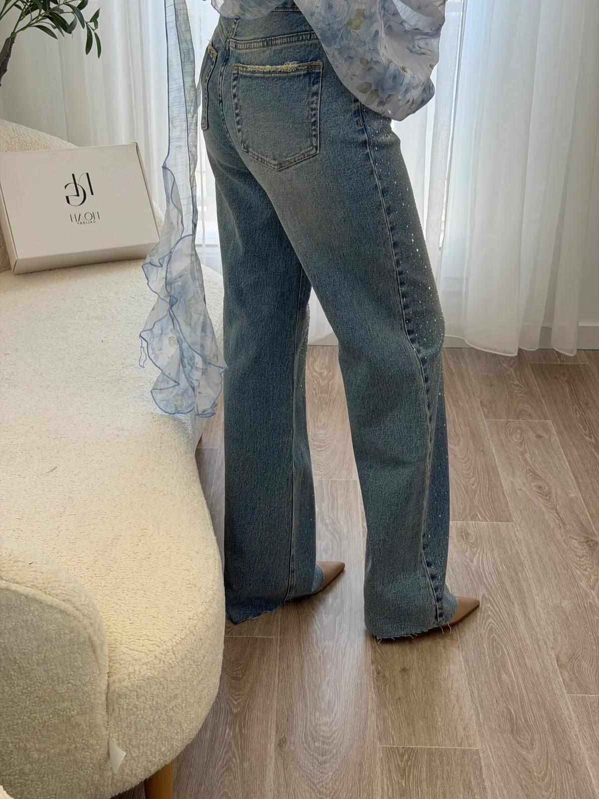 Jean Wide Leg Strass
