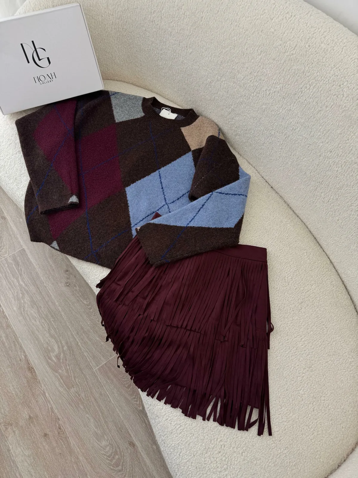 Pull Arlequin Prune &amp; Bleu