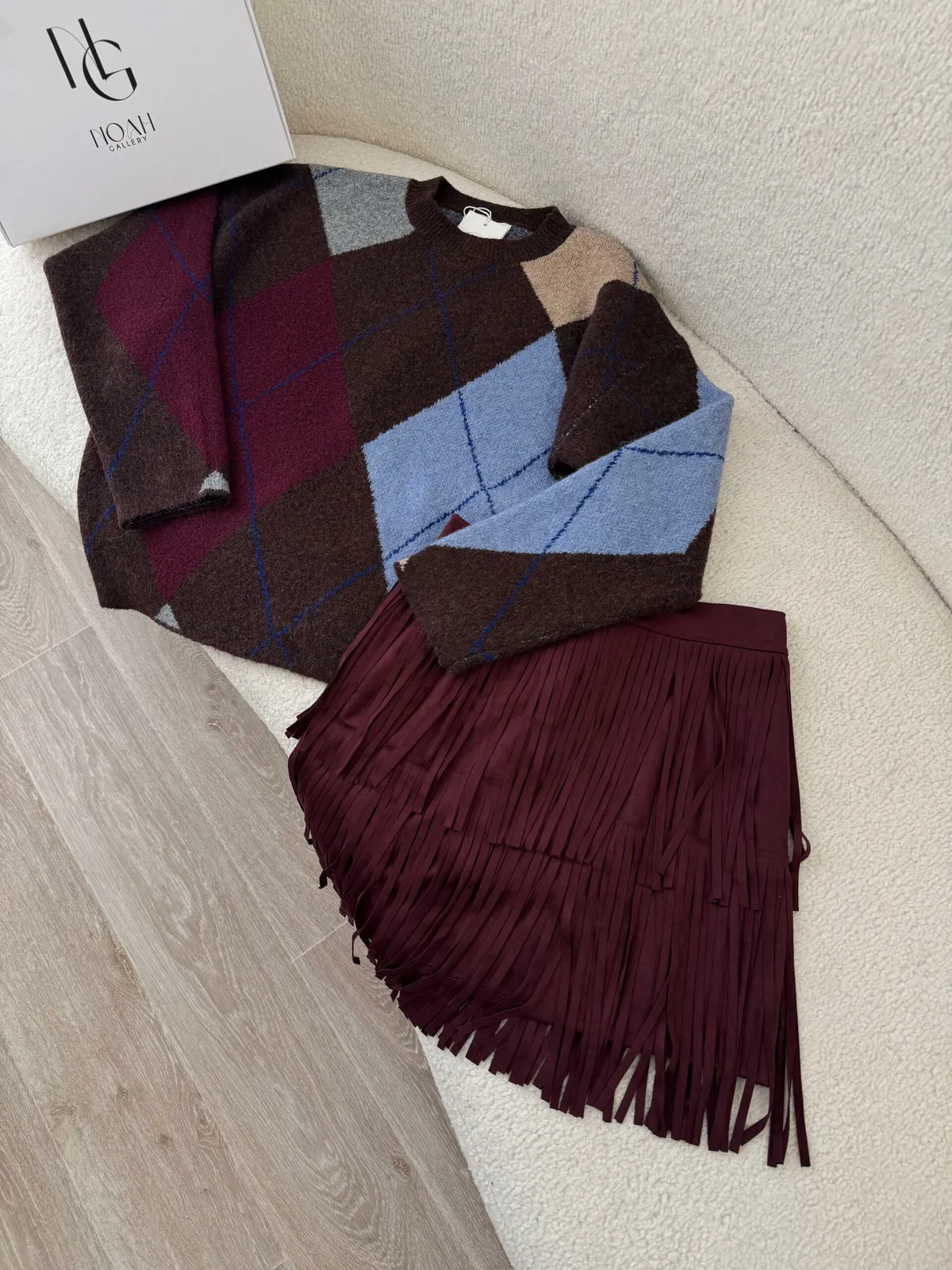 Pull Arlequin Prune &amp; Bleu