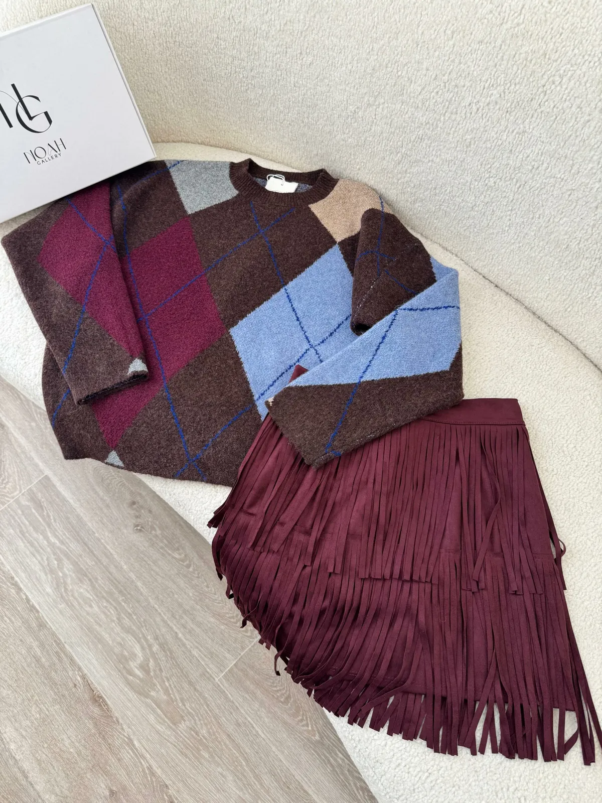 Pull Arlequin Prune &amp; Bleu