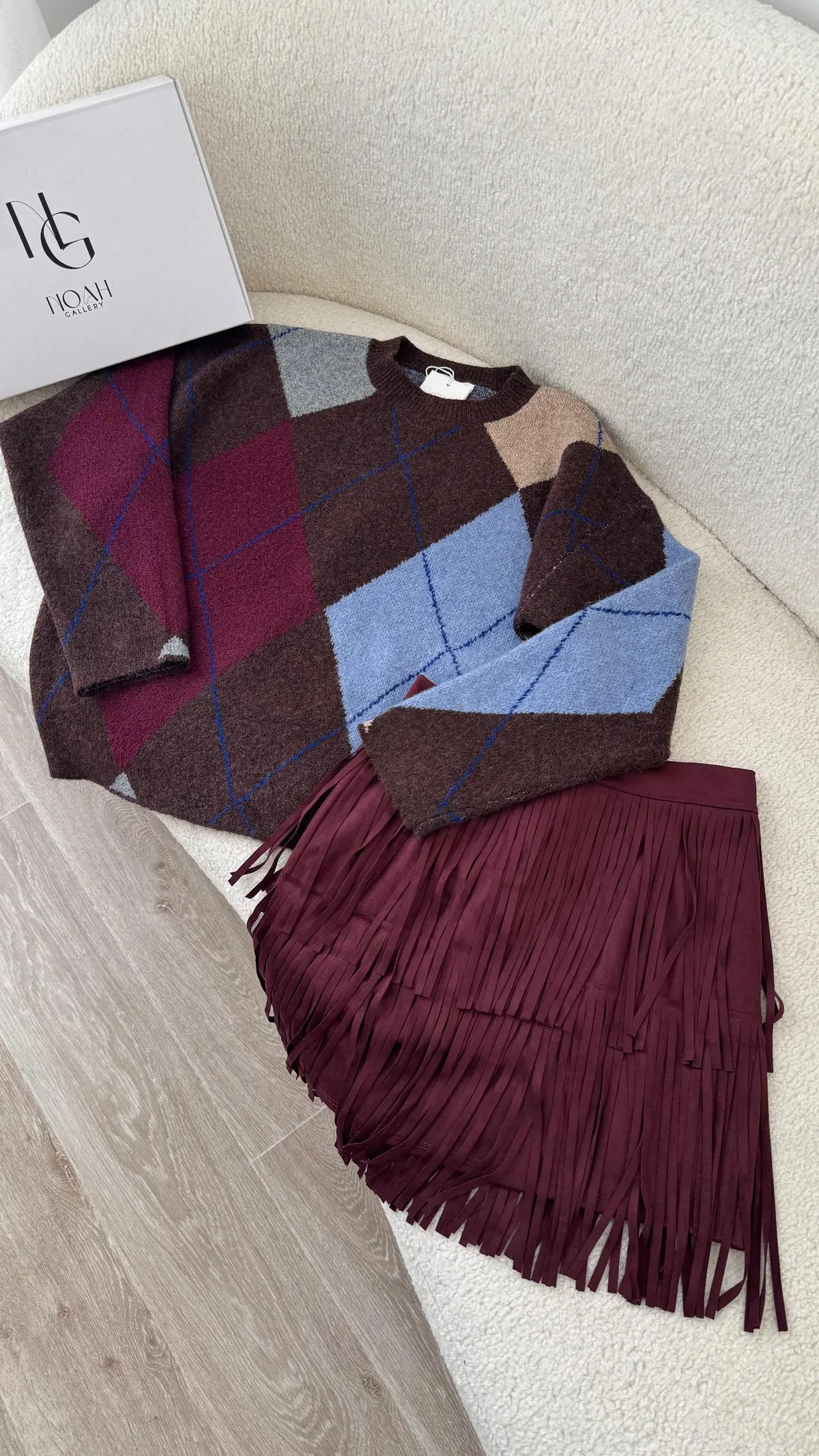 Pull Arlequin Prune &amp; Bleu