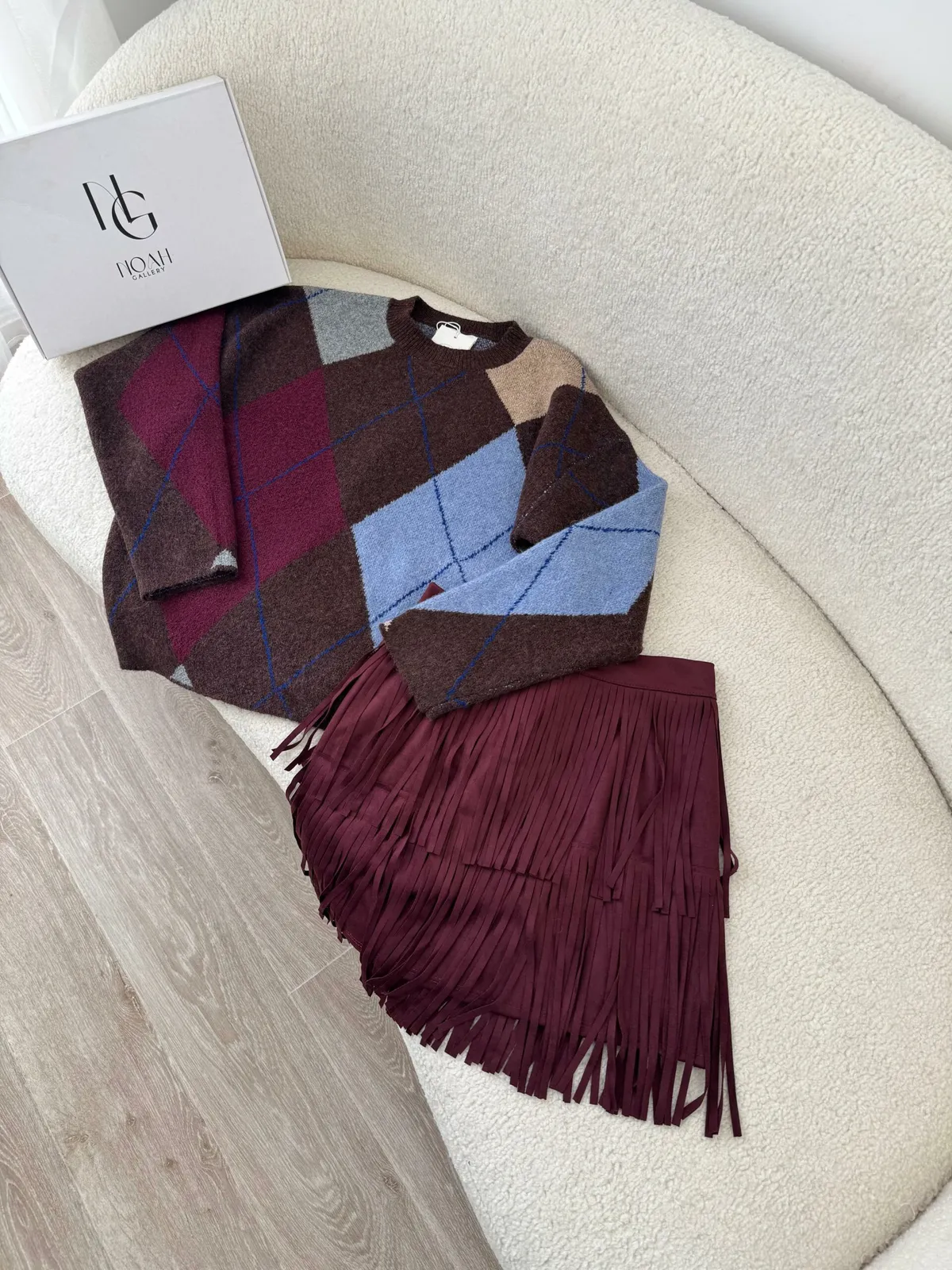 Pull Arlequin Prune &amp; Bleu