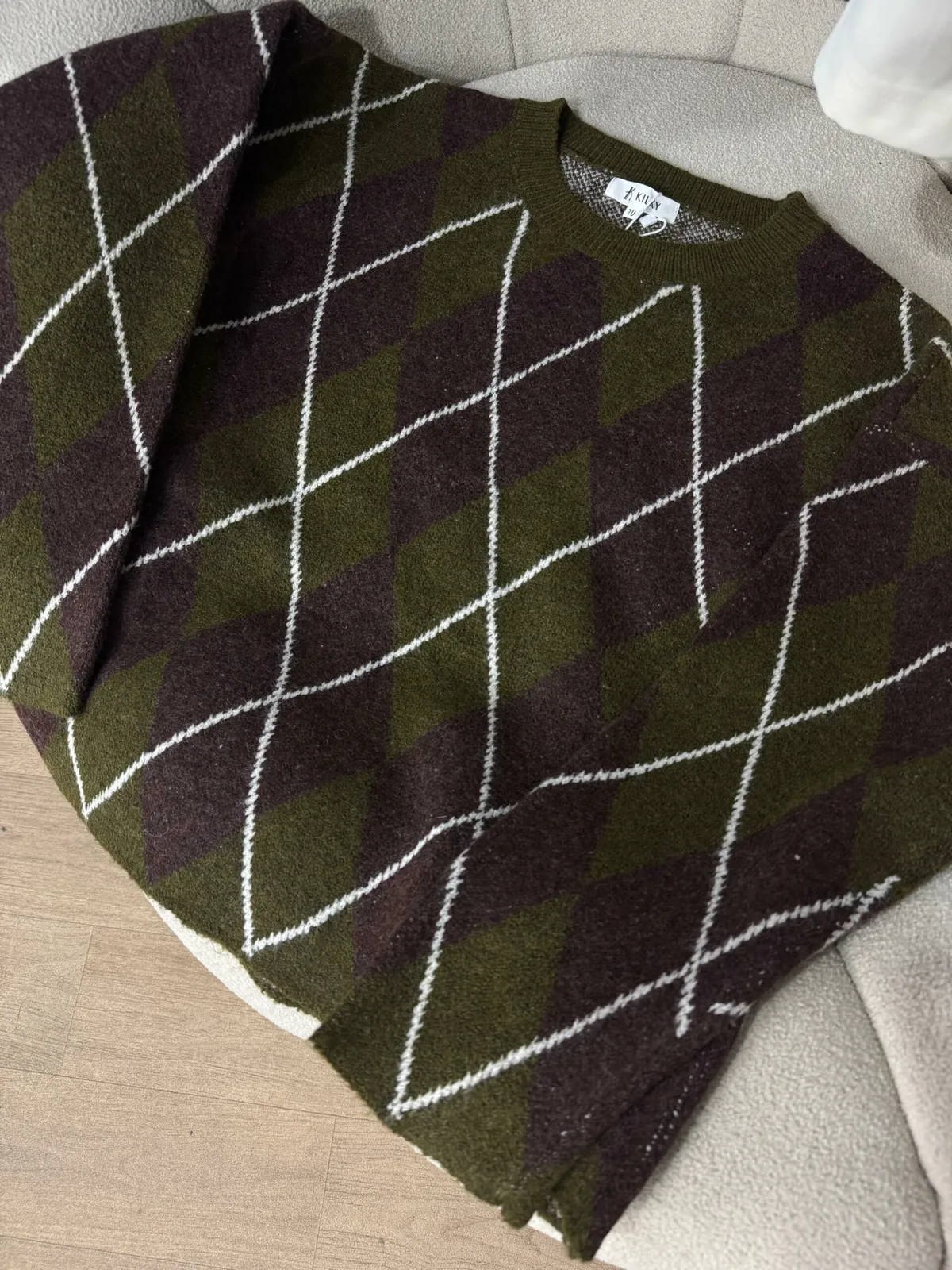 Pull Jacquard Vert &amp; Marron