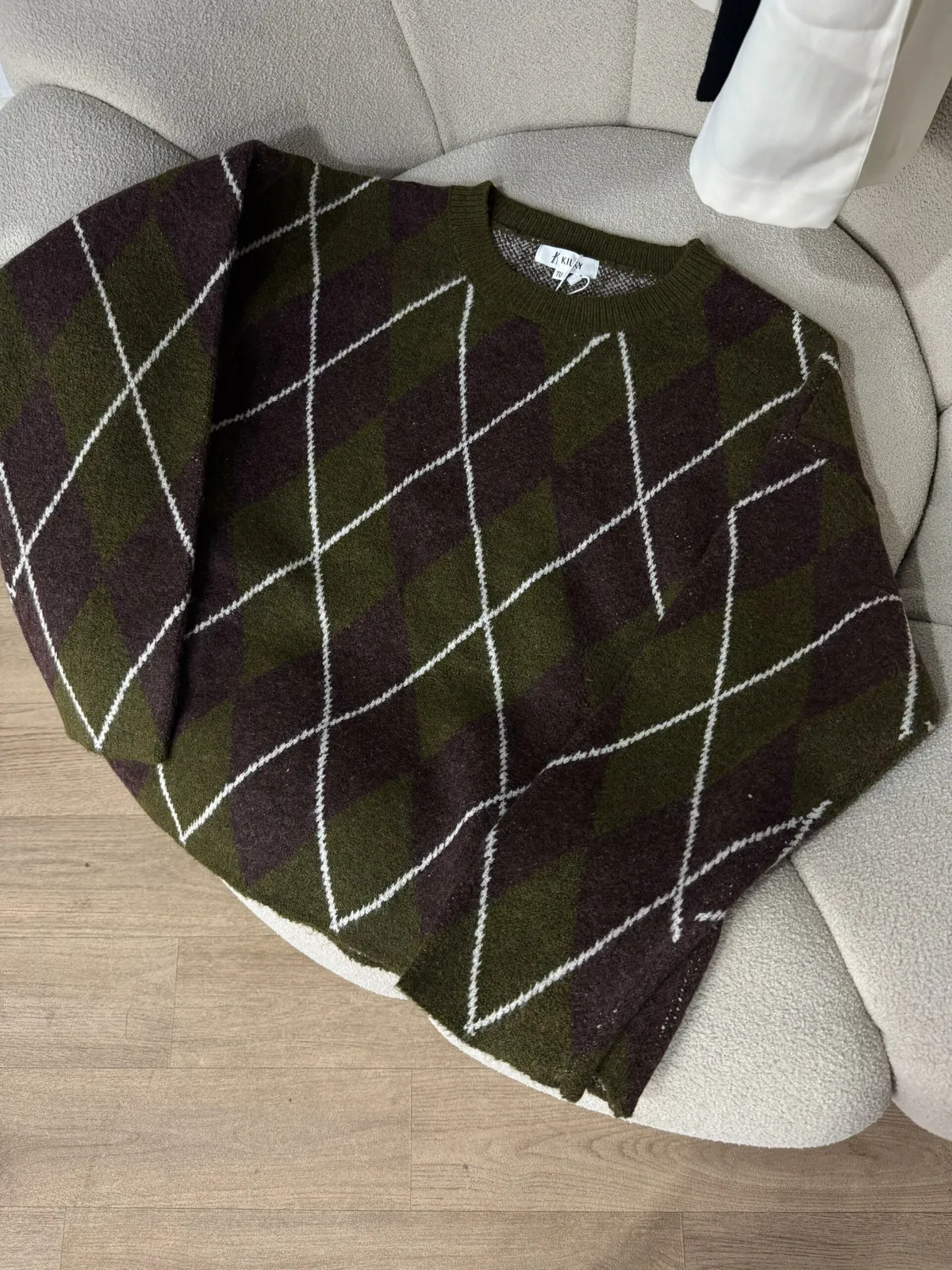 Pull Jacquard Vert &amp; Marron