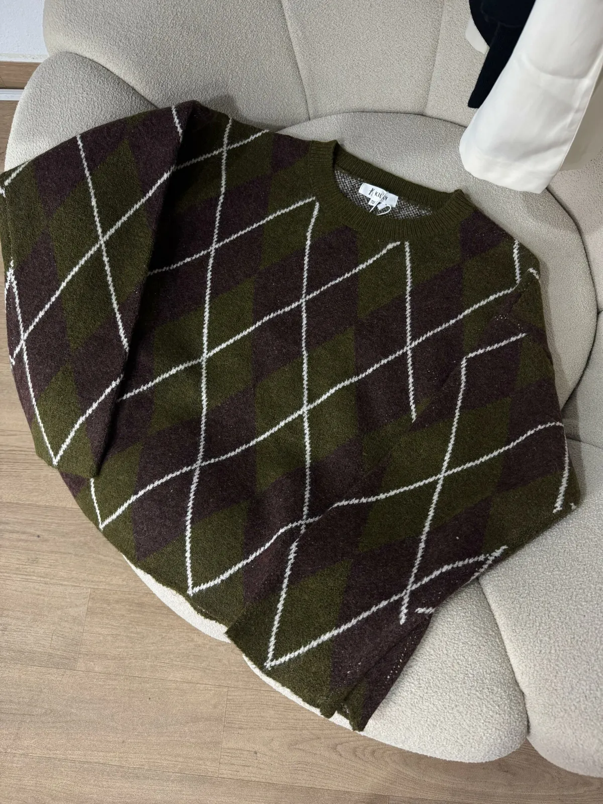 Pull Jacquard Vert &amp; Marron