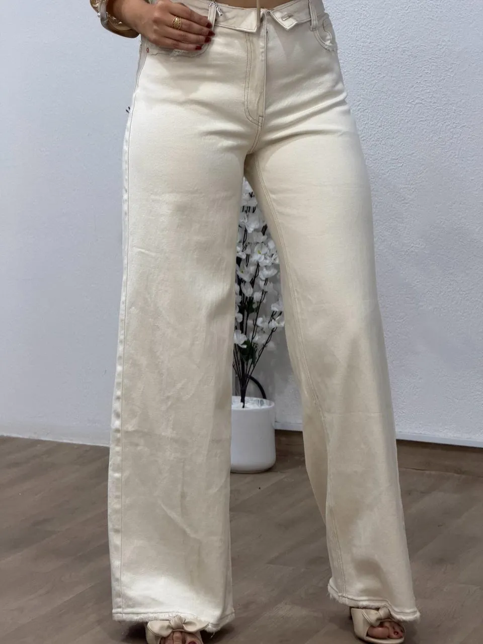 Pantalon Denim Beige