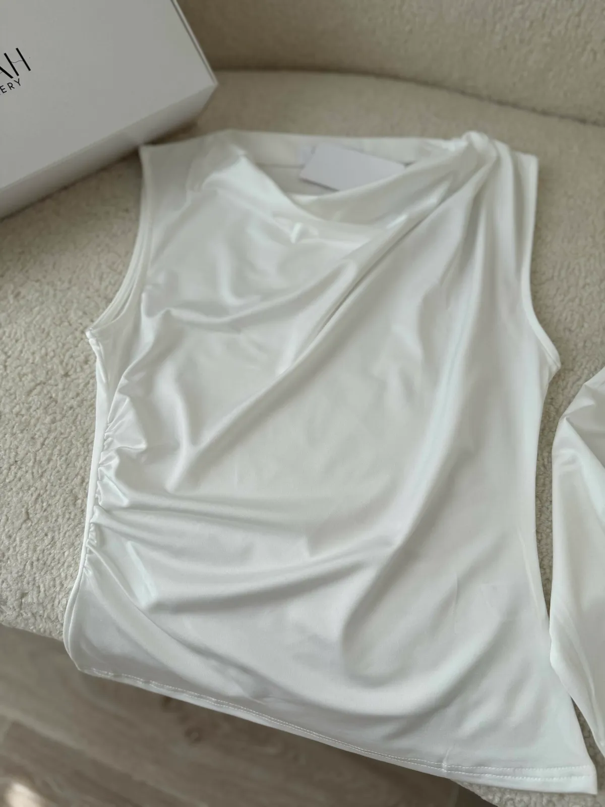 Pull Basic Blanc Sans Manches