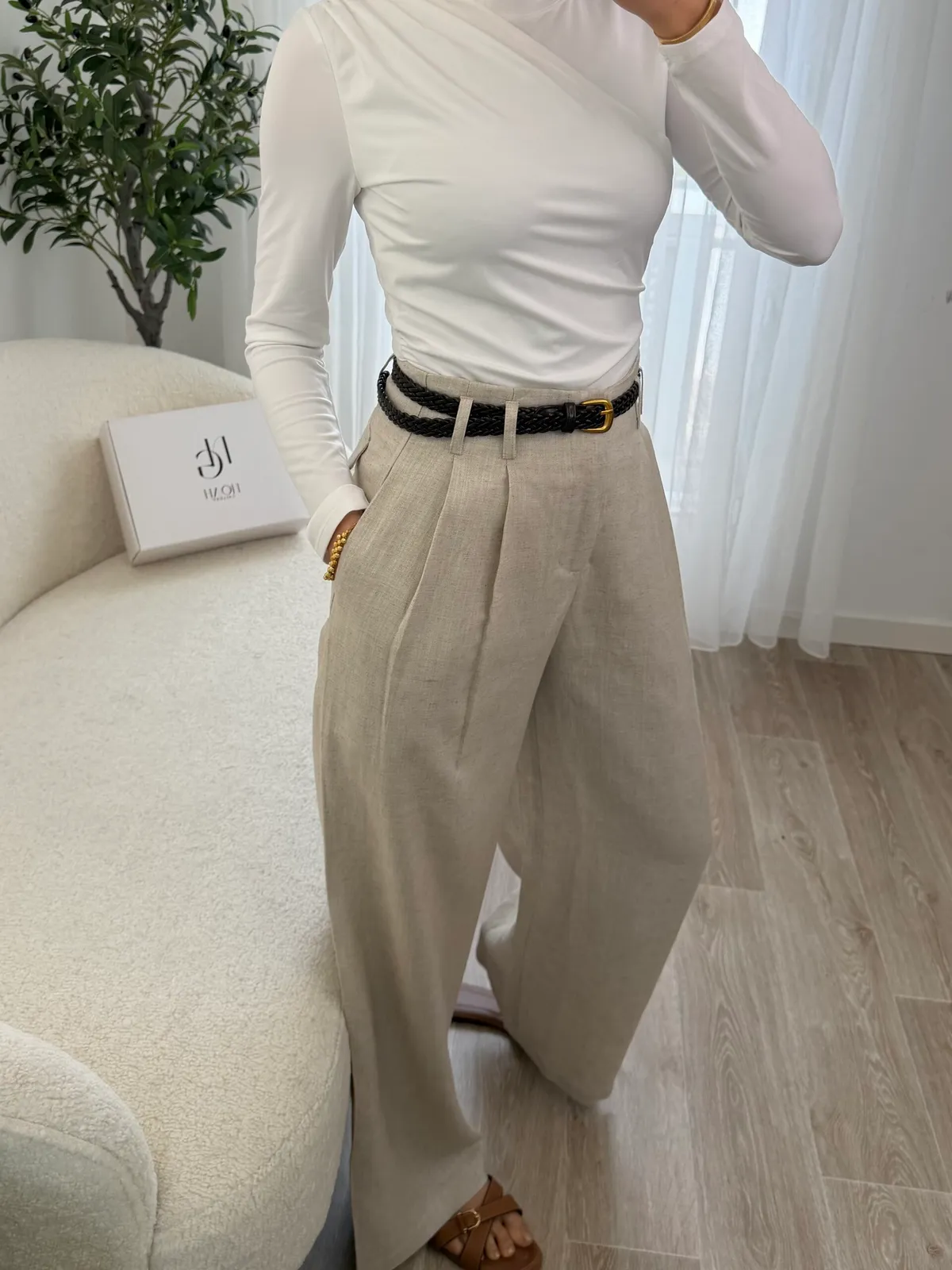 Pantalon Lin Ceinture