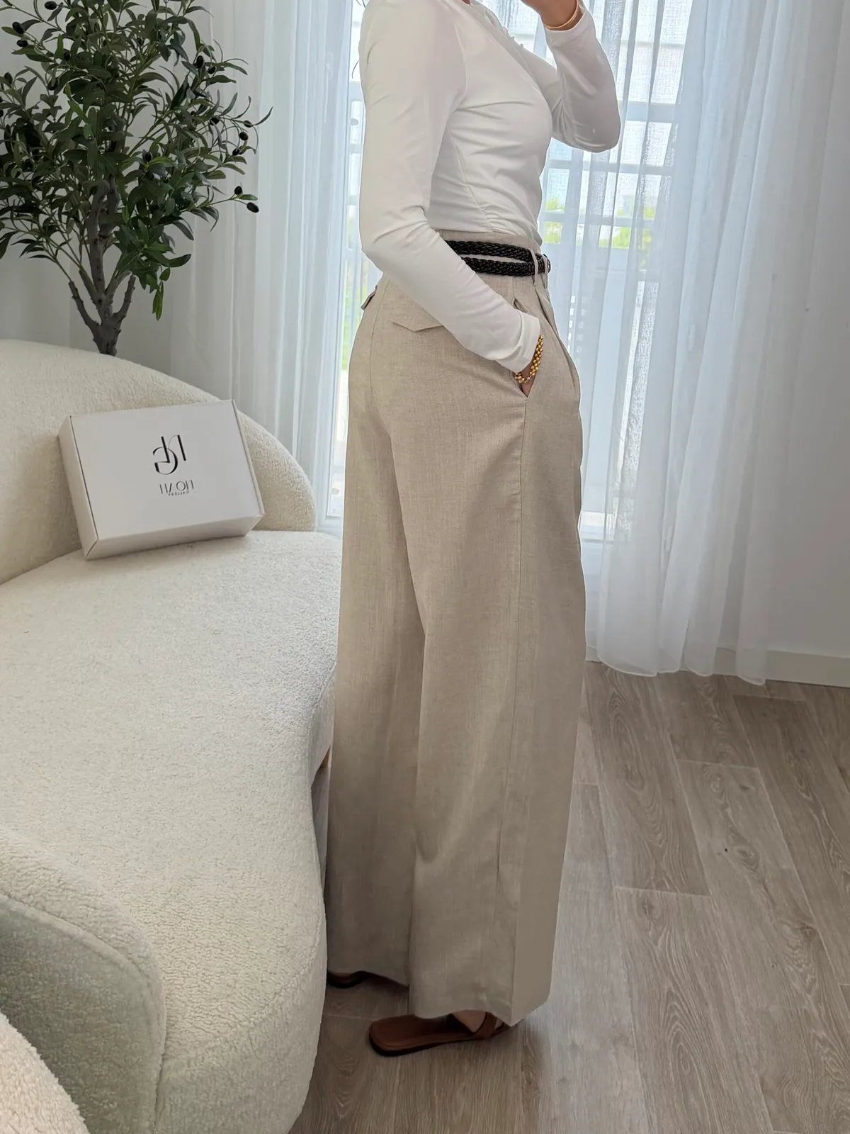 Pantalon Lin Ceinture