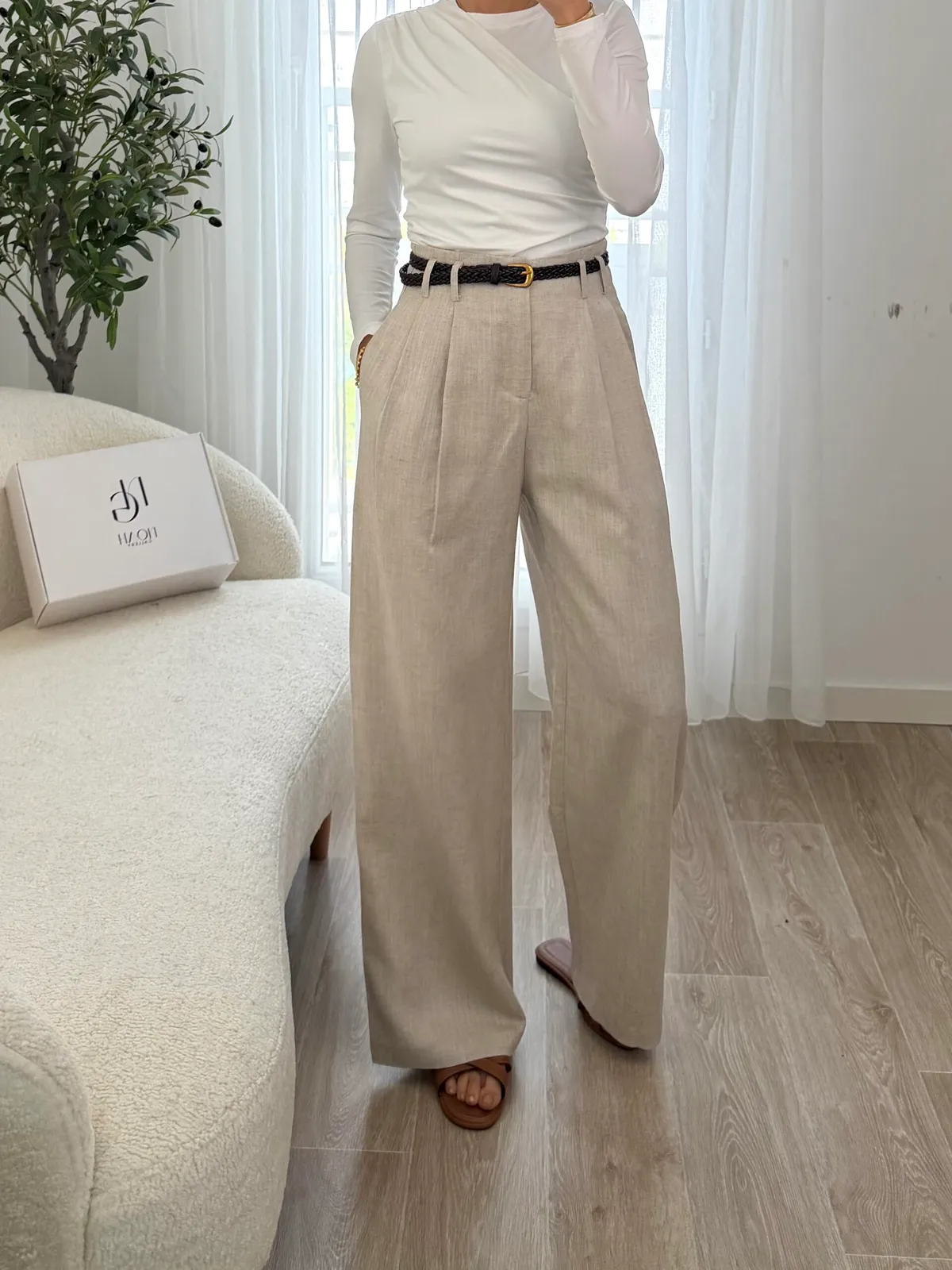 Pantalon Lin Ceinture