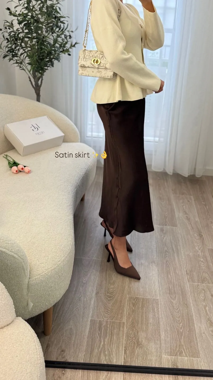 Jupe Satinée Marron