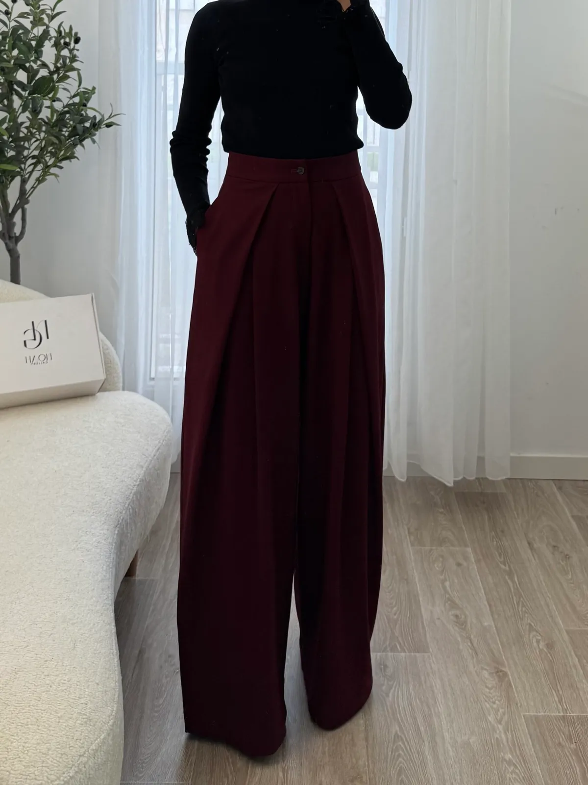 Pantalon Palazzo Tailleur Bordeaux