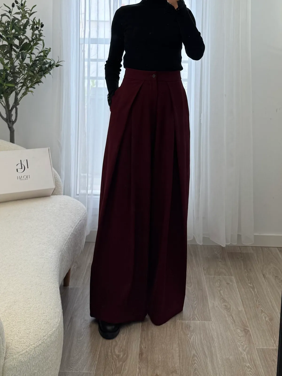 Pantalon Palazzo Tailleur Bordeaux