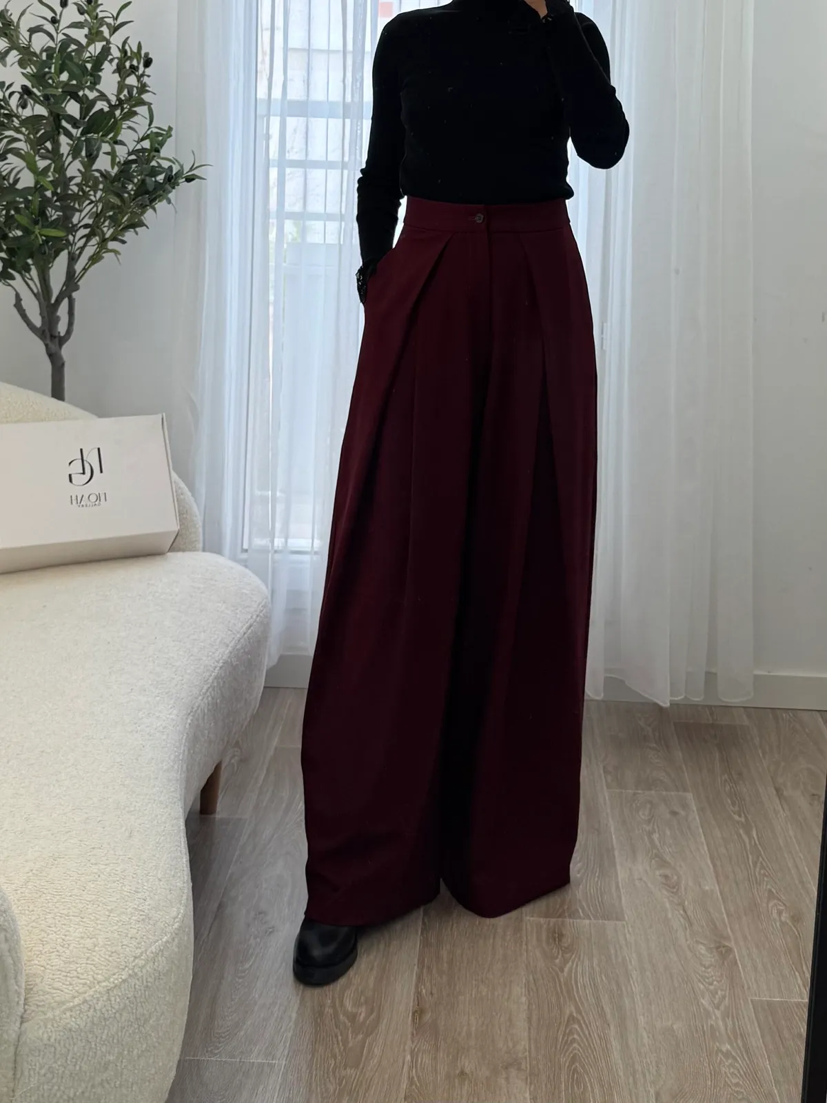 Pantalon Palazzo Tailleur Bordeaux