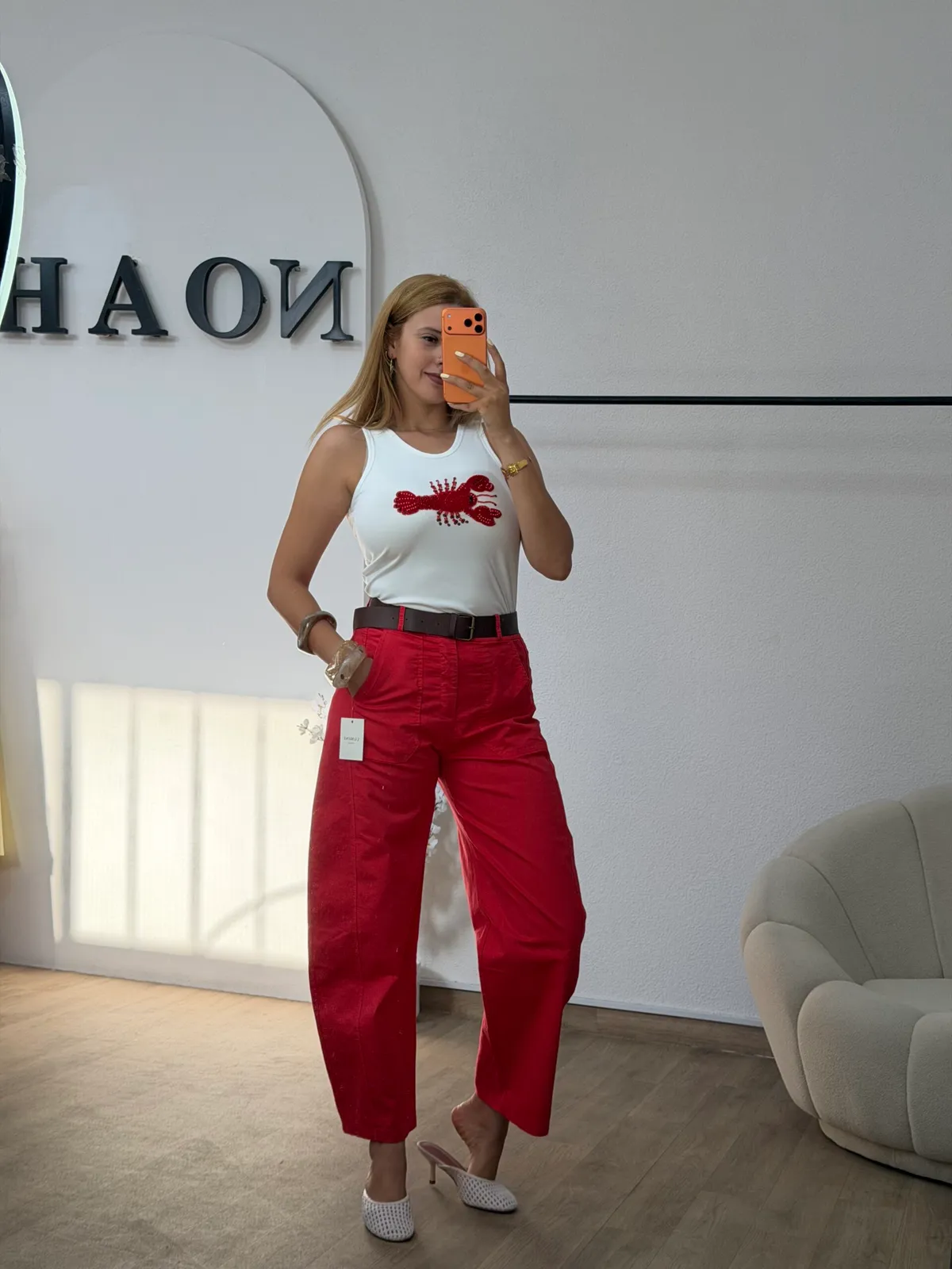 Pantalon Barrel Rouge