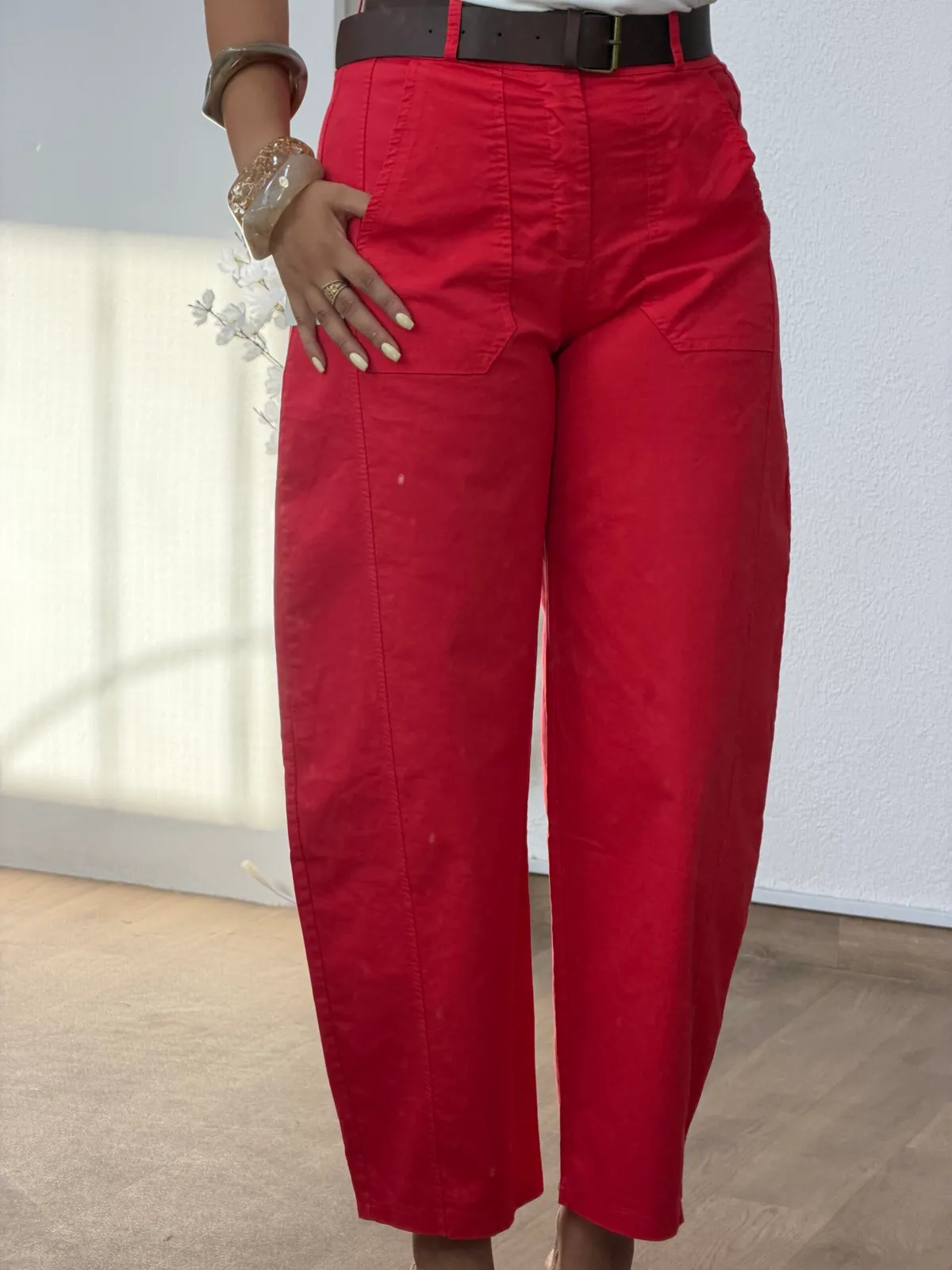Pantalon Barrel Rouge