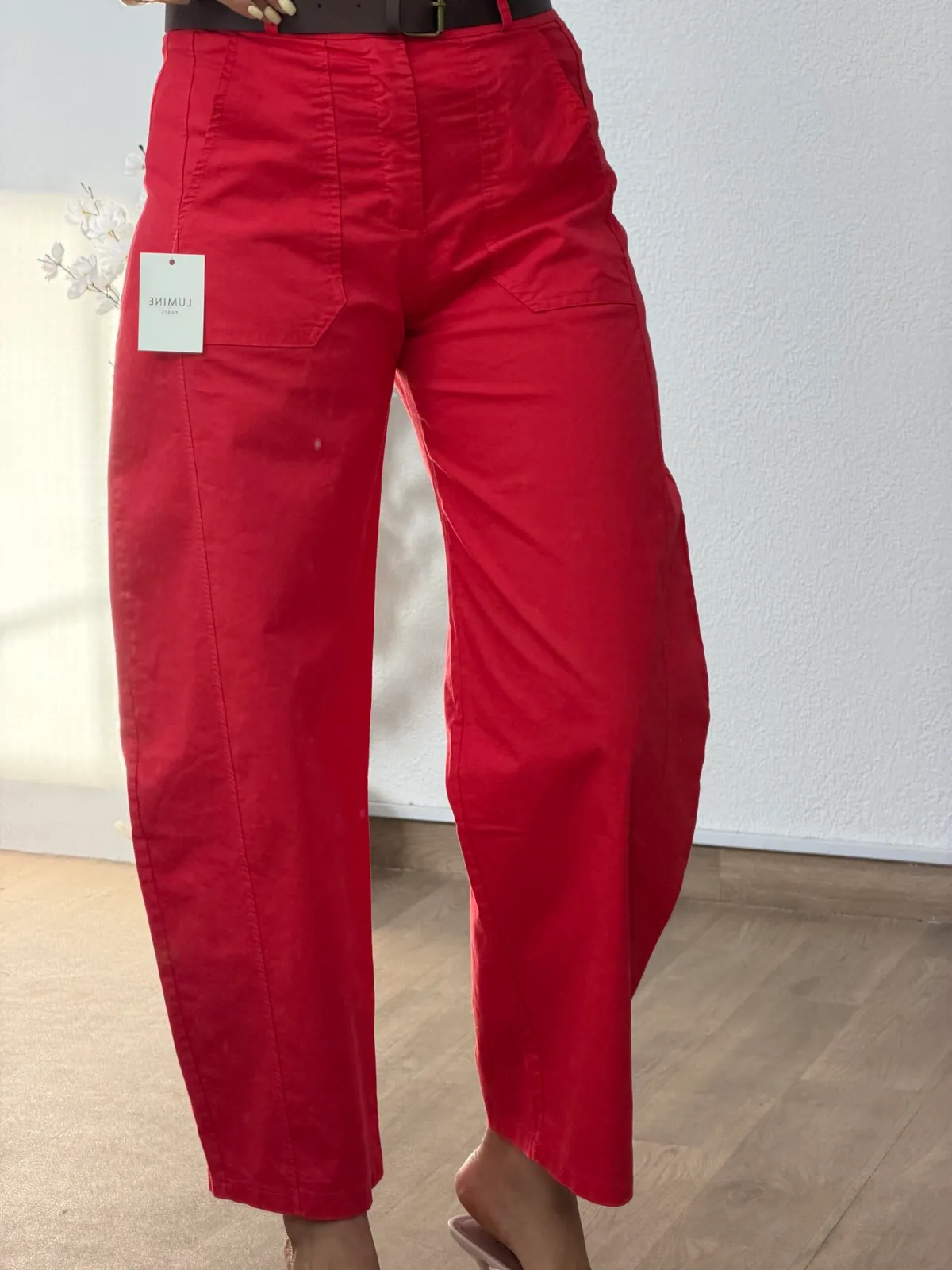 Pantalon Barrel Rouge