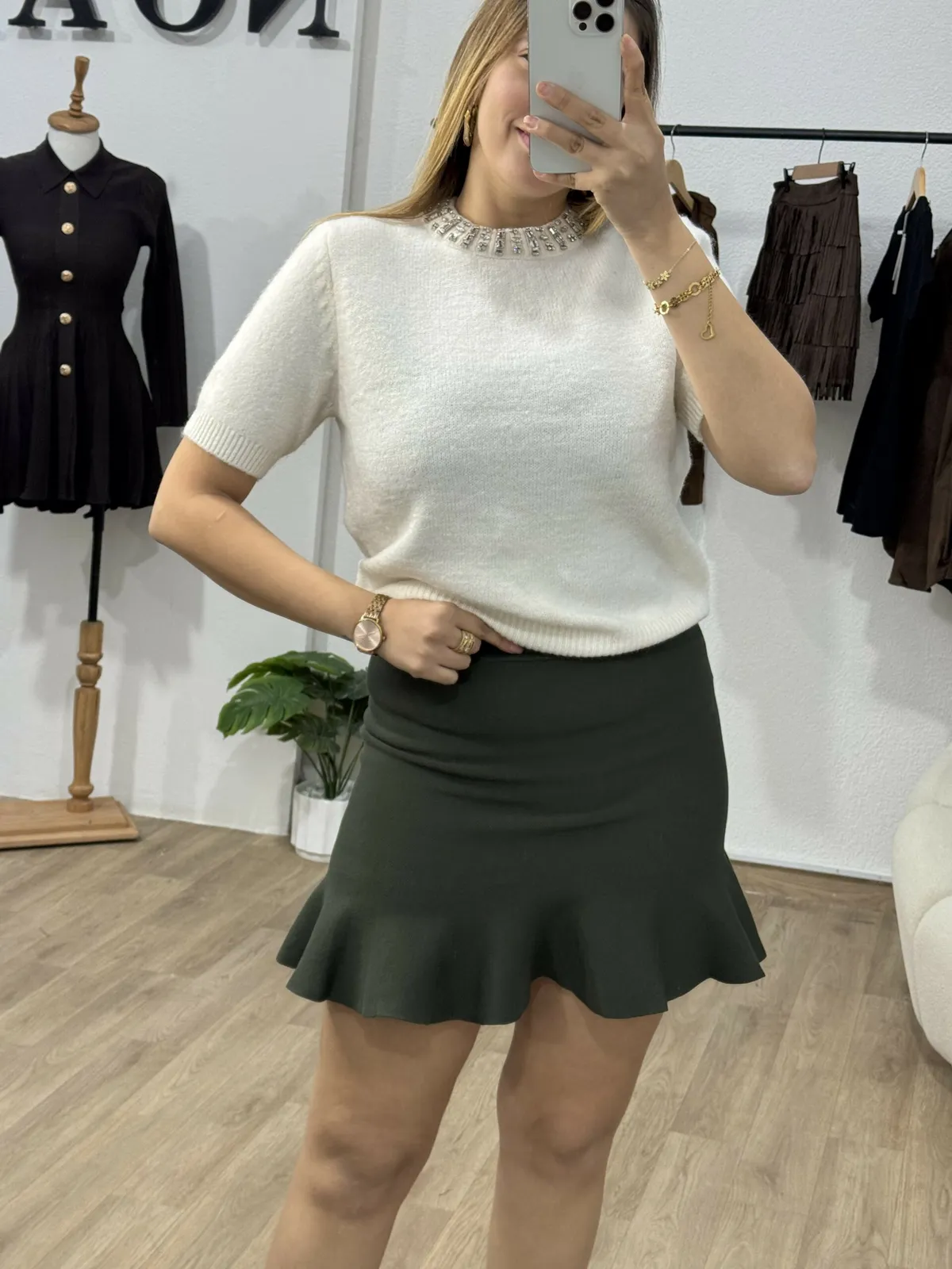Wavy Olive Skirt