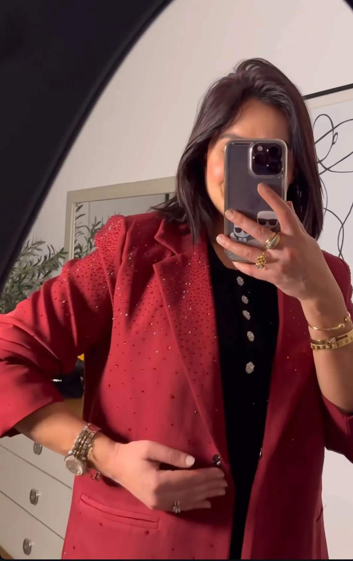 Blazer Bordeaux Avec Strass