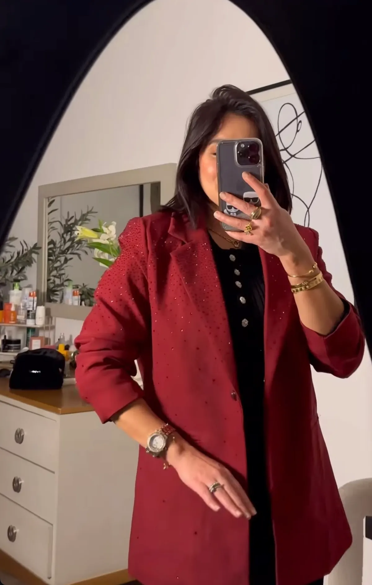 Blazer Bordeaux Avec Strass