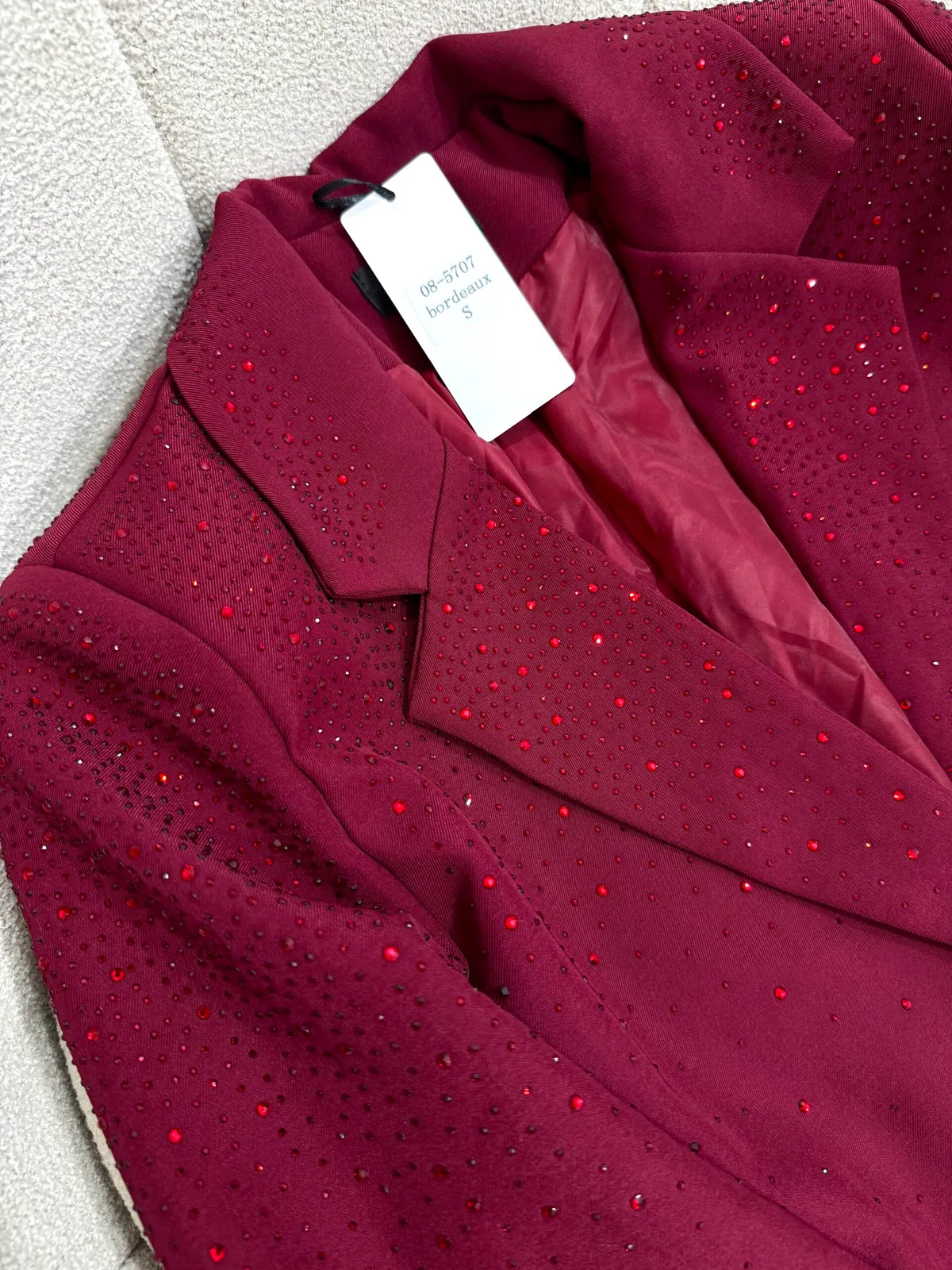 Blazer Bordeaux Avec Strass