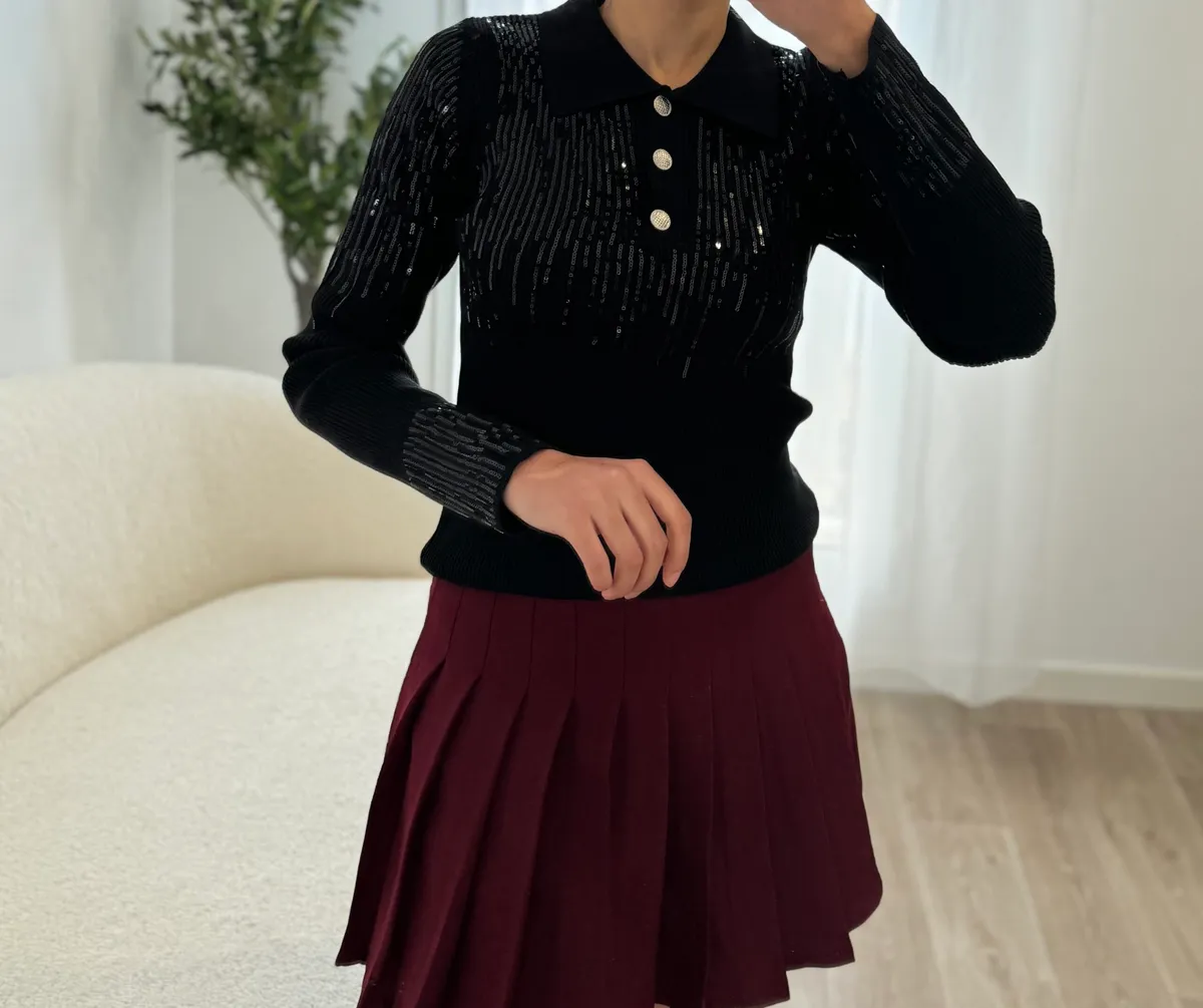 Pull Noir Avec Sequins