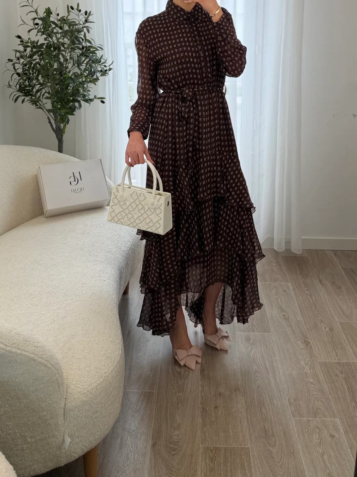Robe midi fluide chocolat
