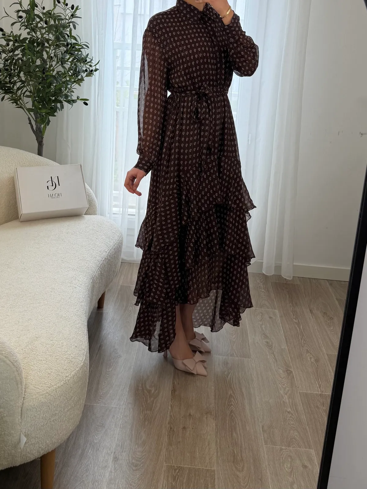 Robe midi fluide chocolat
