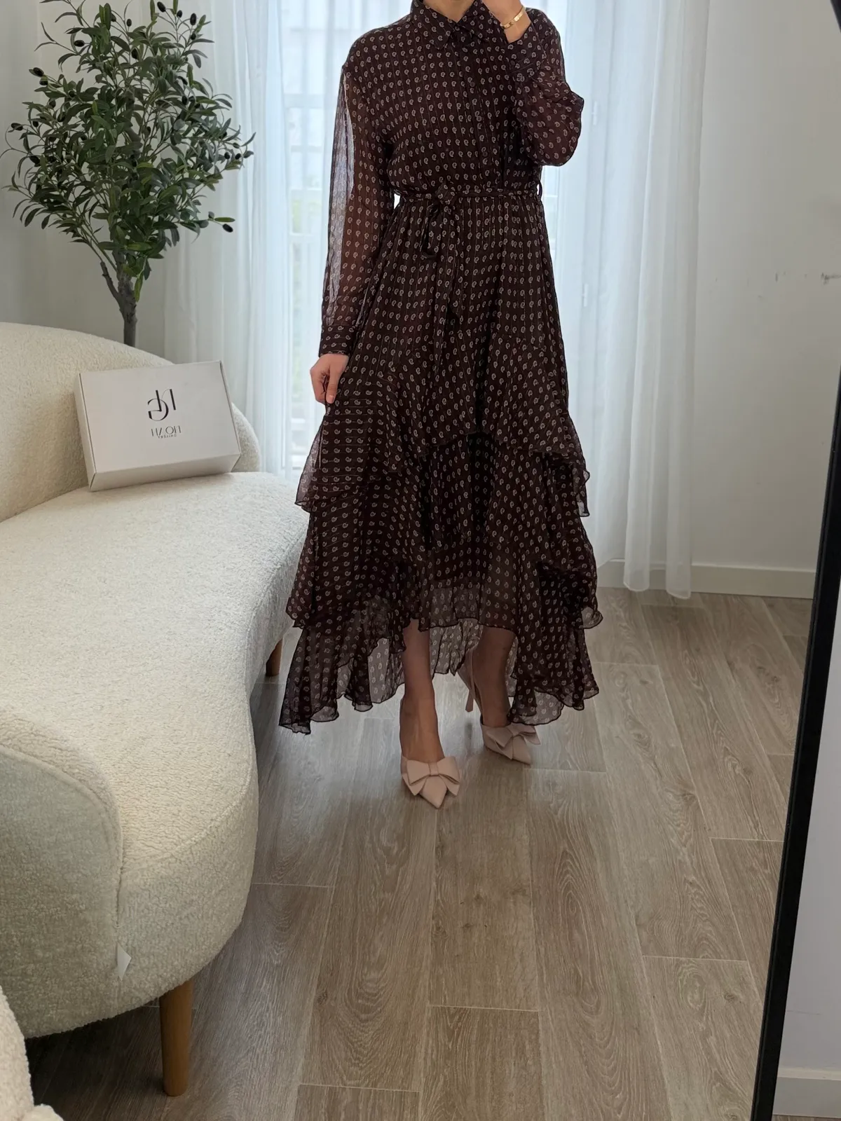 Robe midi fluide chocolat