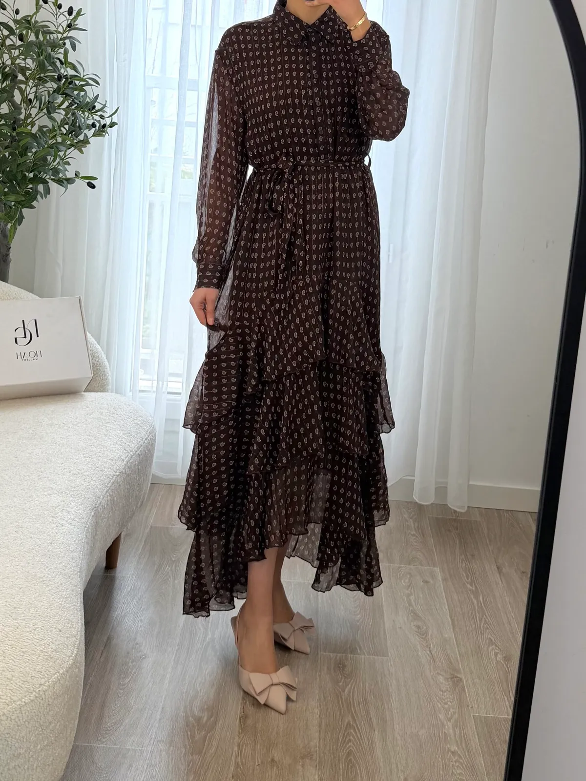 Robe midi fluide chocolat